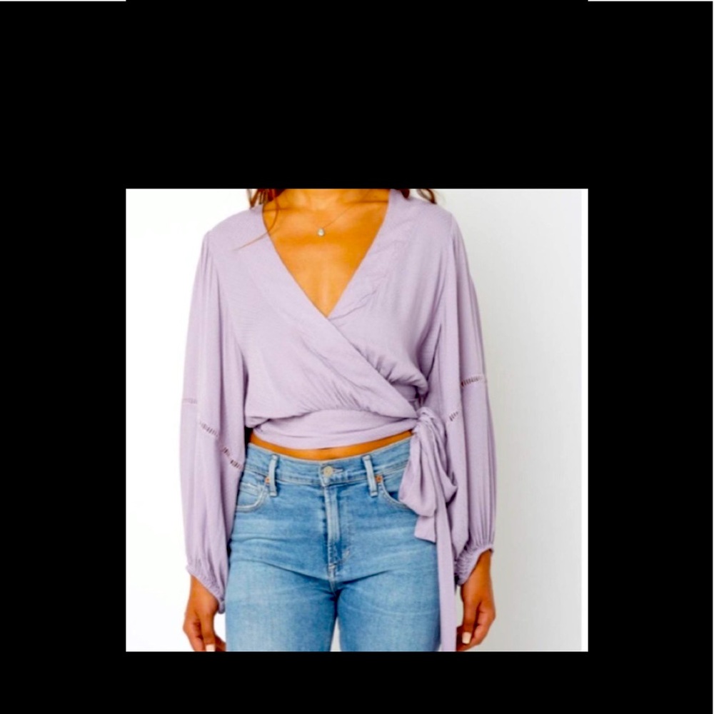 Free People Balloon Sleeved Wrap Top